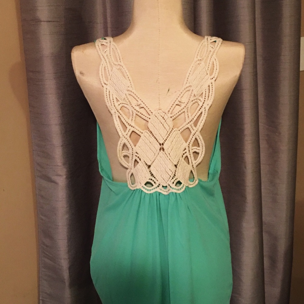 CY USA sheer top with crochet detailing